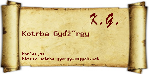 Kotrba György névjegykártya